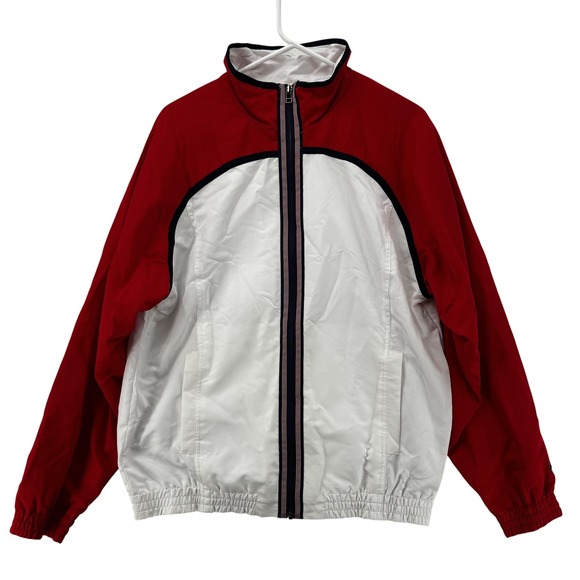 FILA Jacket Mens Large Red White Windbreaker Track Full Zip Colorblock Retro VTG - Picture 1 of 6